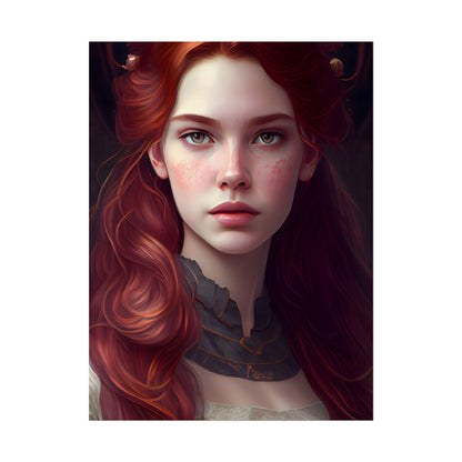 Beautiful Redhead Female Portrait: Classic Timeless Artwork - Poster