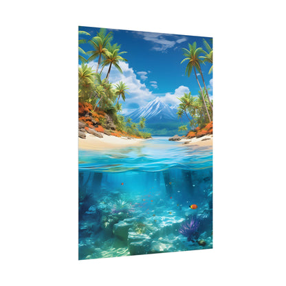Tropical Paradise Tranquility: Lush Island Getaway Art - Poster