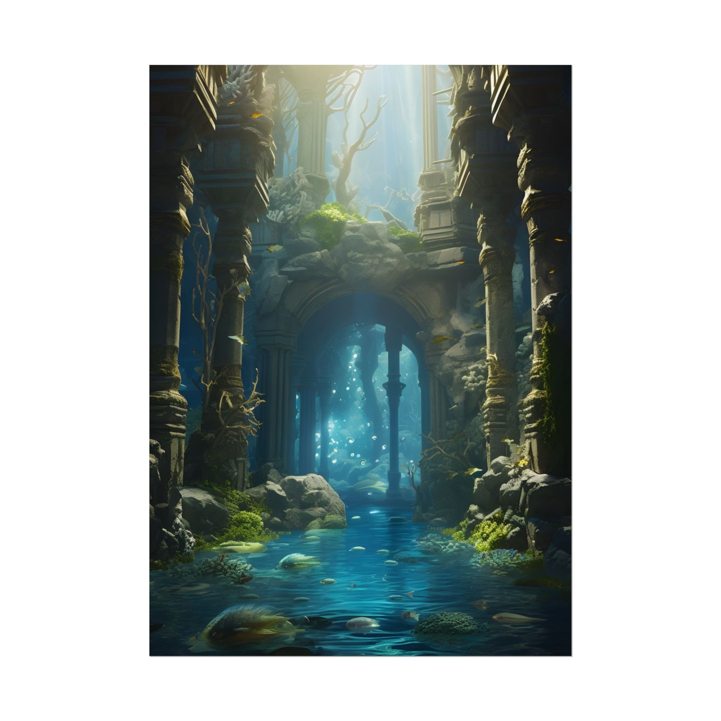 Mysterious Sunken Ancient Civilization: Underwater Artwork - Poster