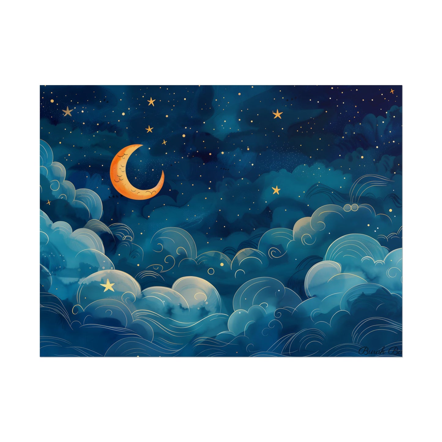 Whimsical Dreamy Night Sky: Small Town Illuminated by Pastel Stars - Poster