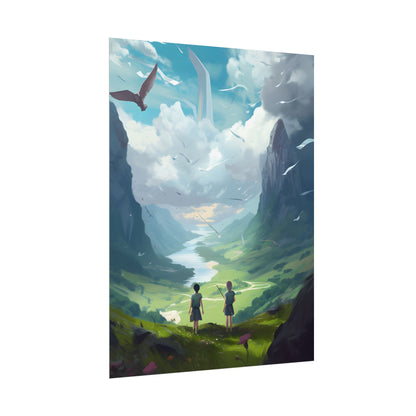 Tranquil Meadow Figures: Realistic Painting of People - Poster
