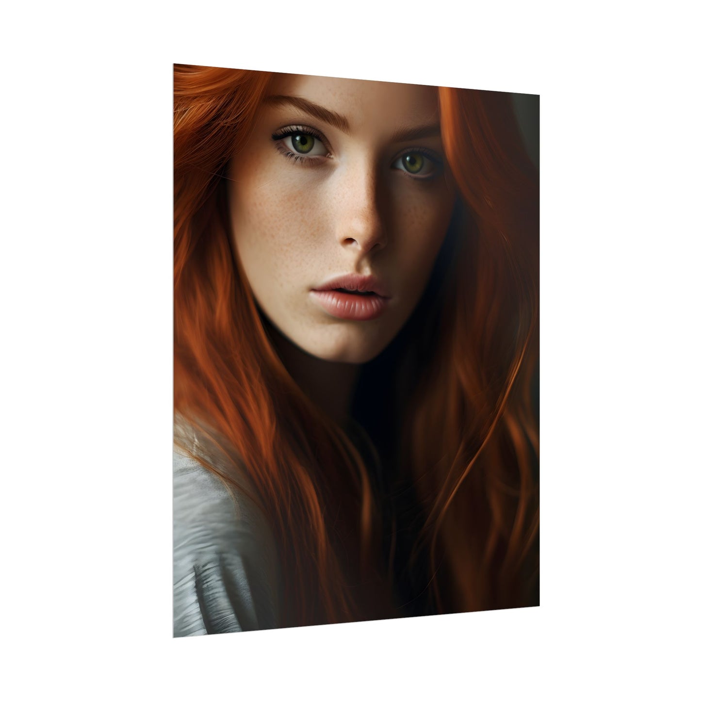 Redhead Woman in Nature: Candid Photo - Poster
