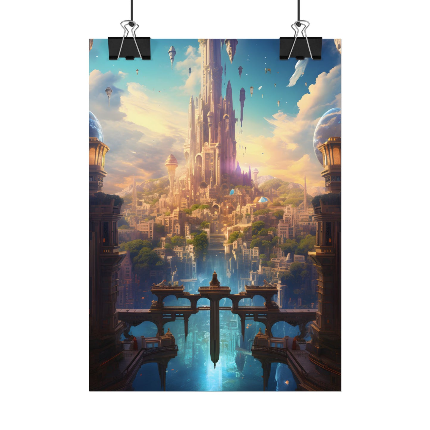 Floating Columbia: Breathtaking Serene Cityscape Artwork - Poster