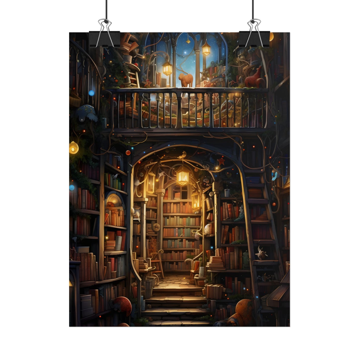 Magical Bookshop Art: A Serene & Enchanting Scene - Poster
