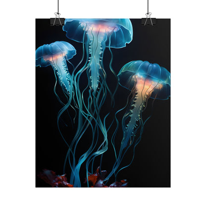 Bioluminescent Oceanic Ballet: Ethereal Underwater Dance - Poster