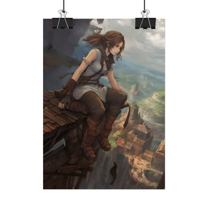 Dramatic Anime Birds Eye View: Dynamic Digital Art - Poster