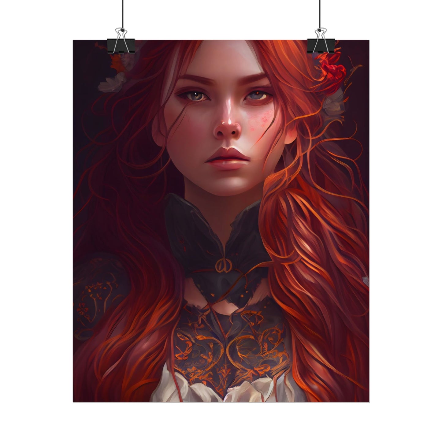 Redhead Female Portrait in a Dress - Poster
