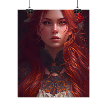 Redhead Female Portrait in a Dress - Poster
