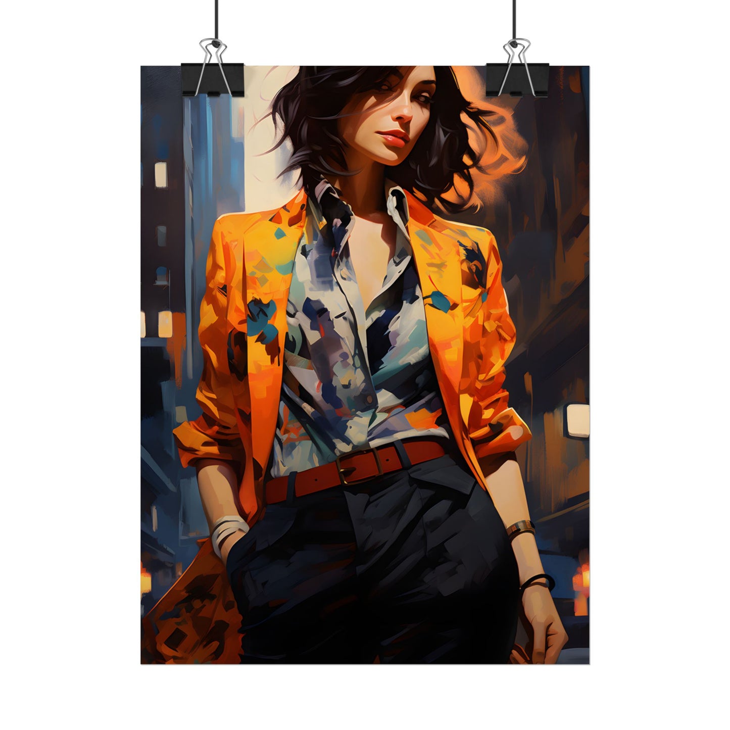 Urban Youthful Portrait: Fashionable City Style Digital Art - Poster
