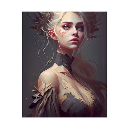 Elegant Blonde Portrait: Outdoor Woman in Dress - Poster