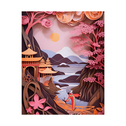 Japanese Vibrance: Eye-Catching Paper Quilled Landscape Art - Poster