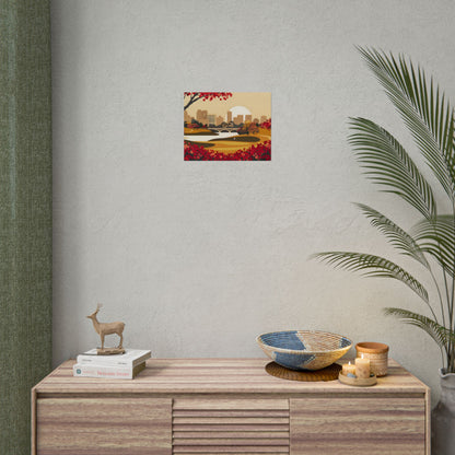 Retro Golf Illustration: Classic Course Scene - Poster