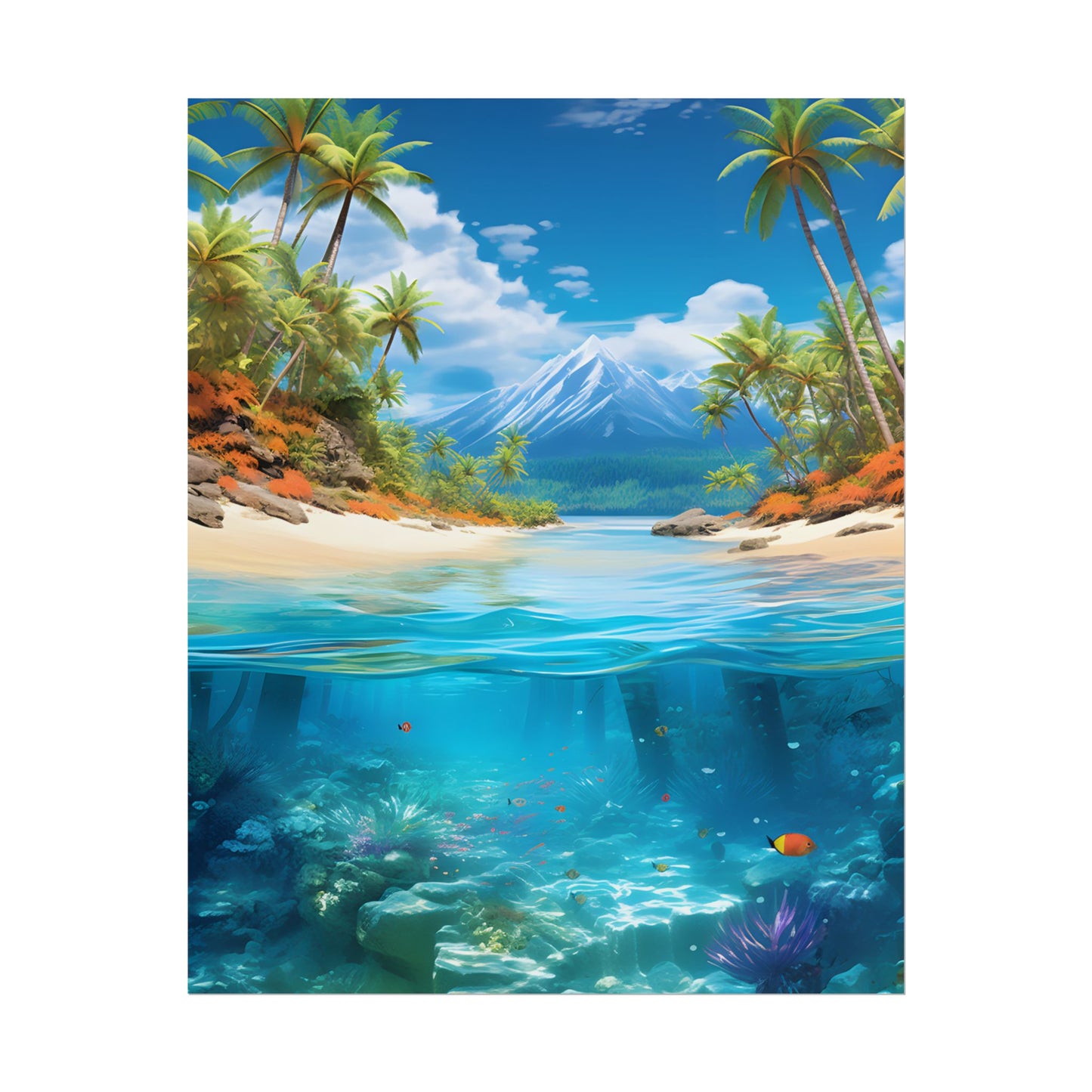 Tropical Paradise Tranquility: Lush Island Getaway Art - Poster
