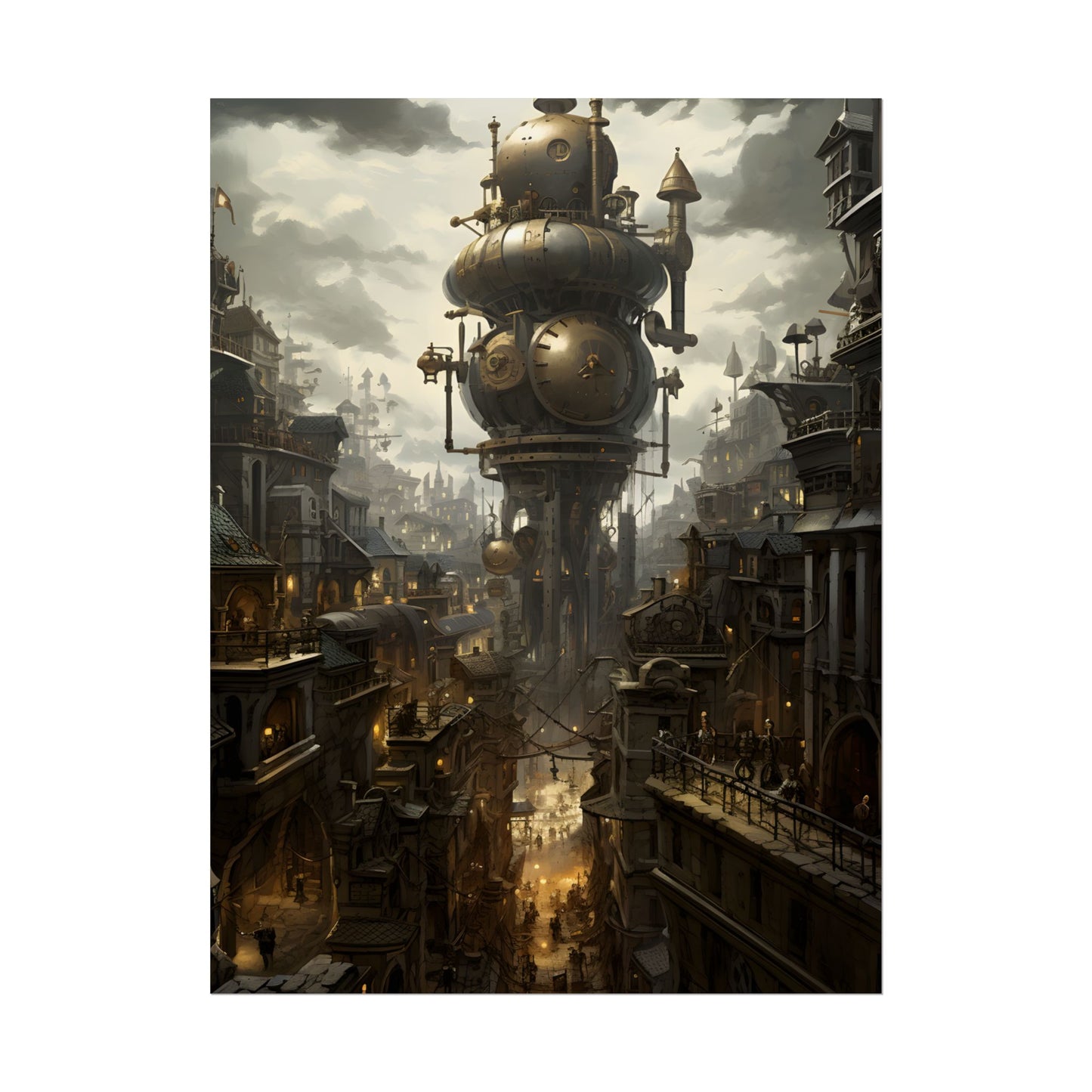 Vibrant Steampunk City: A World of Wonder - Poster