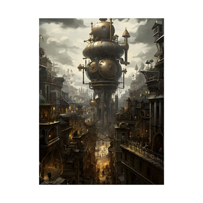 Vibrant Steampunk City: A World of Wonder - Poster
