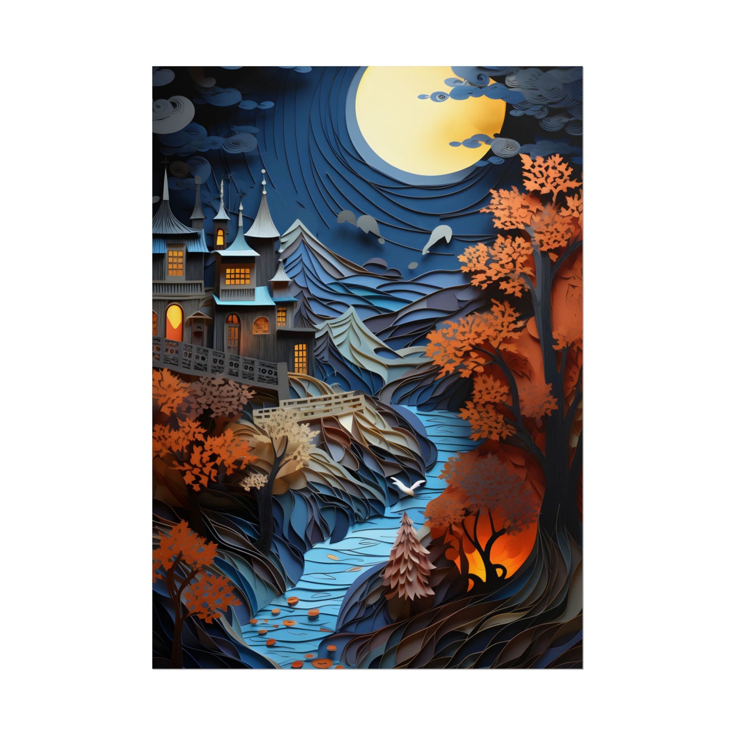 Eye-Catching European Landscape: Realistic Paper Quilling Artwork - Poster