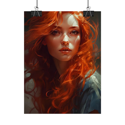 Redhead Female Portrait: Realistic Digital Artwork - Poster