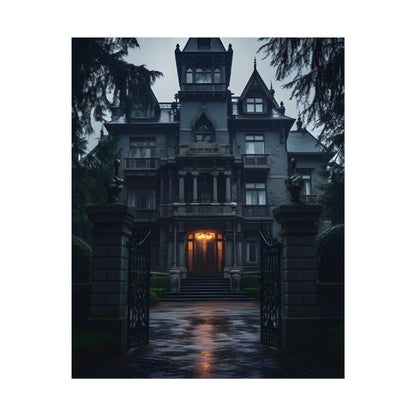 Haunted Victorian Mansion: Spooky Atmosphere Artwork - Poster