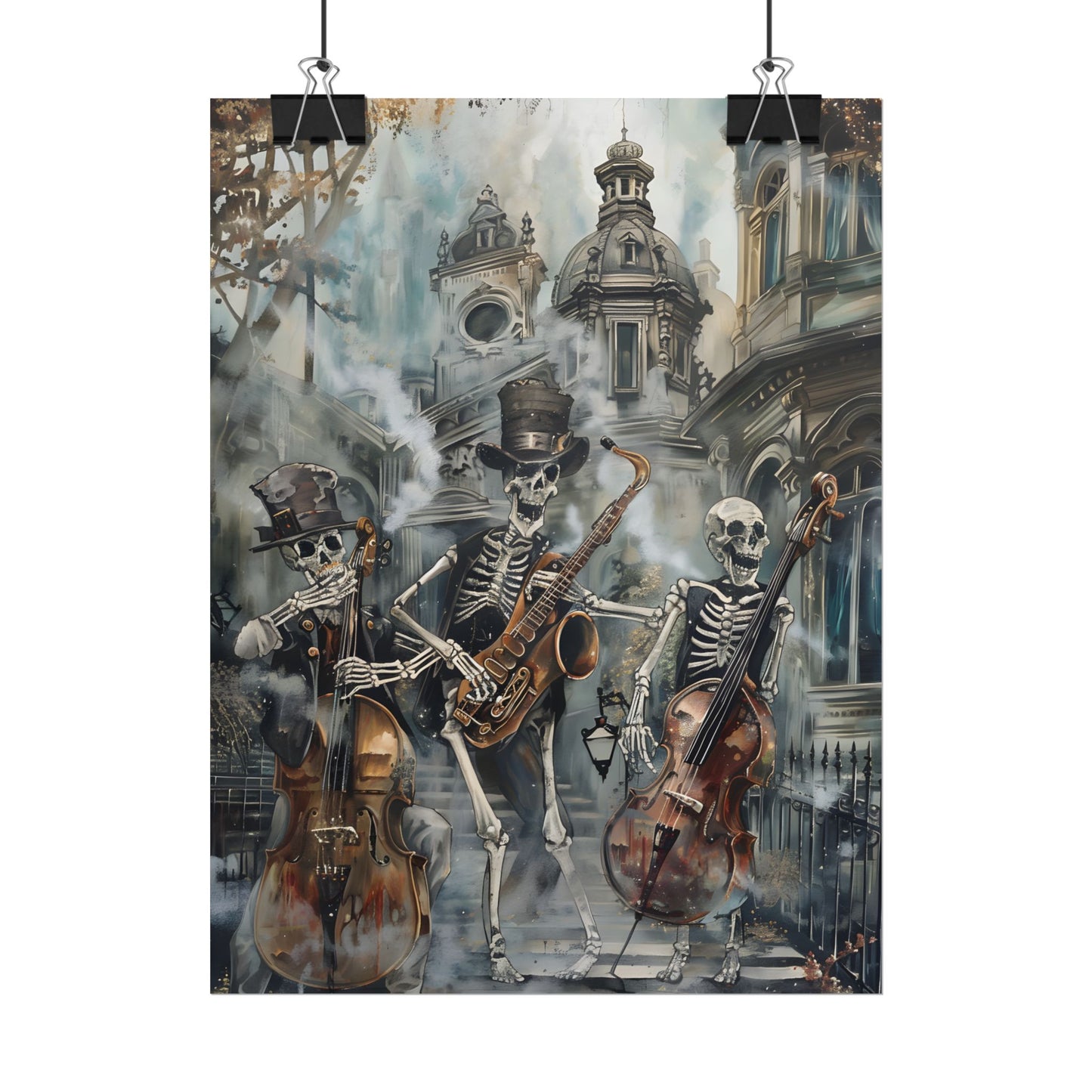 Victorian Lowbrow Jazz: Skeleton Band in Artistic Swing - Poster