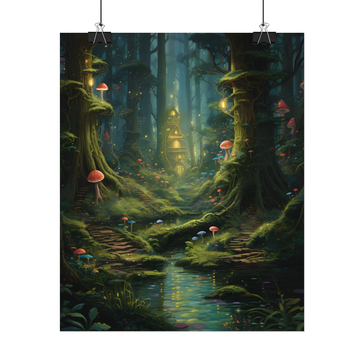 Enchanted Forest: Grimm's Fairy Tale Characters in Serene Woods - Poster