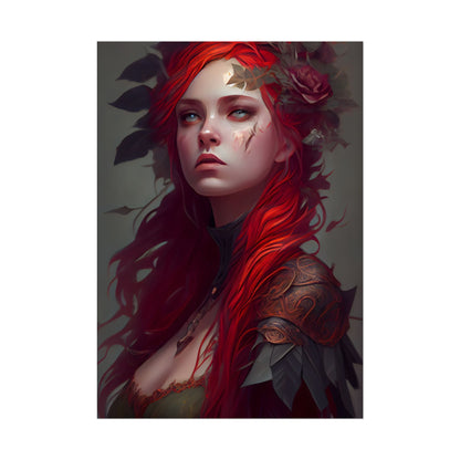 Intimate Red Hair Portrait: Artistic Female Figure in Black Dress - Poster