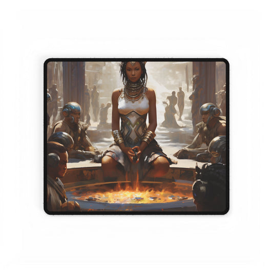 Futuristic Tribal Harmony: A Vision of Peace - Desk Mat