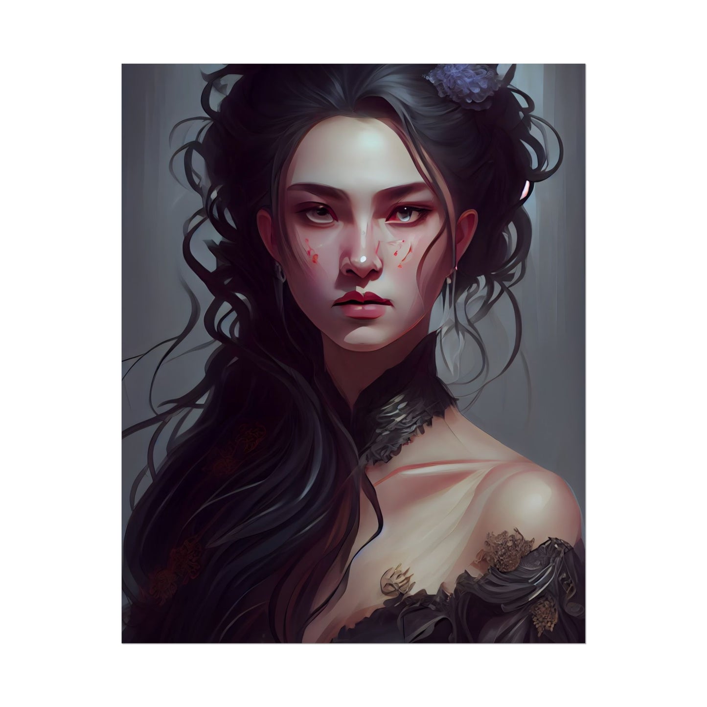 Astonishing Female Portrait: Dr. Black Hair Elegance - Poster