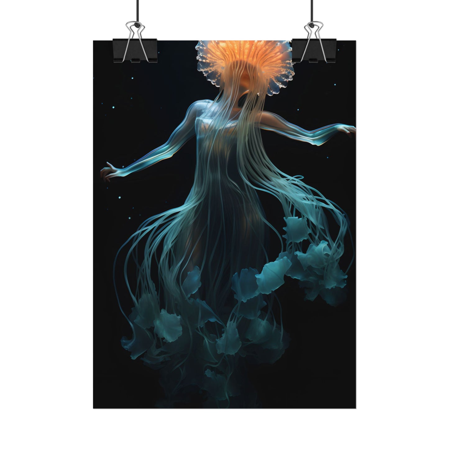 Underwater ballet of luminescent beauty: A dance in motion with oceanic harmony - Poster