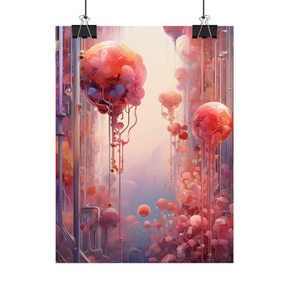 Futuristic Cyber Dreamscape: Abstract Digital Art - Poster