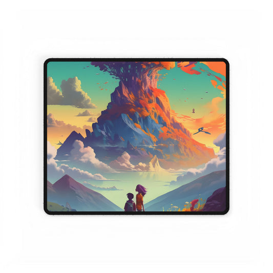 Serene Meadow Adventure: A Girl and a Boy in Nature - Desk Mat