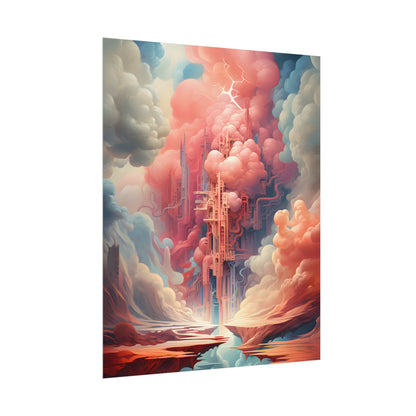 Cyber Dreamscape: Abstract Artwork in Neon Hues - Poster