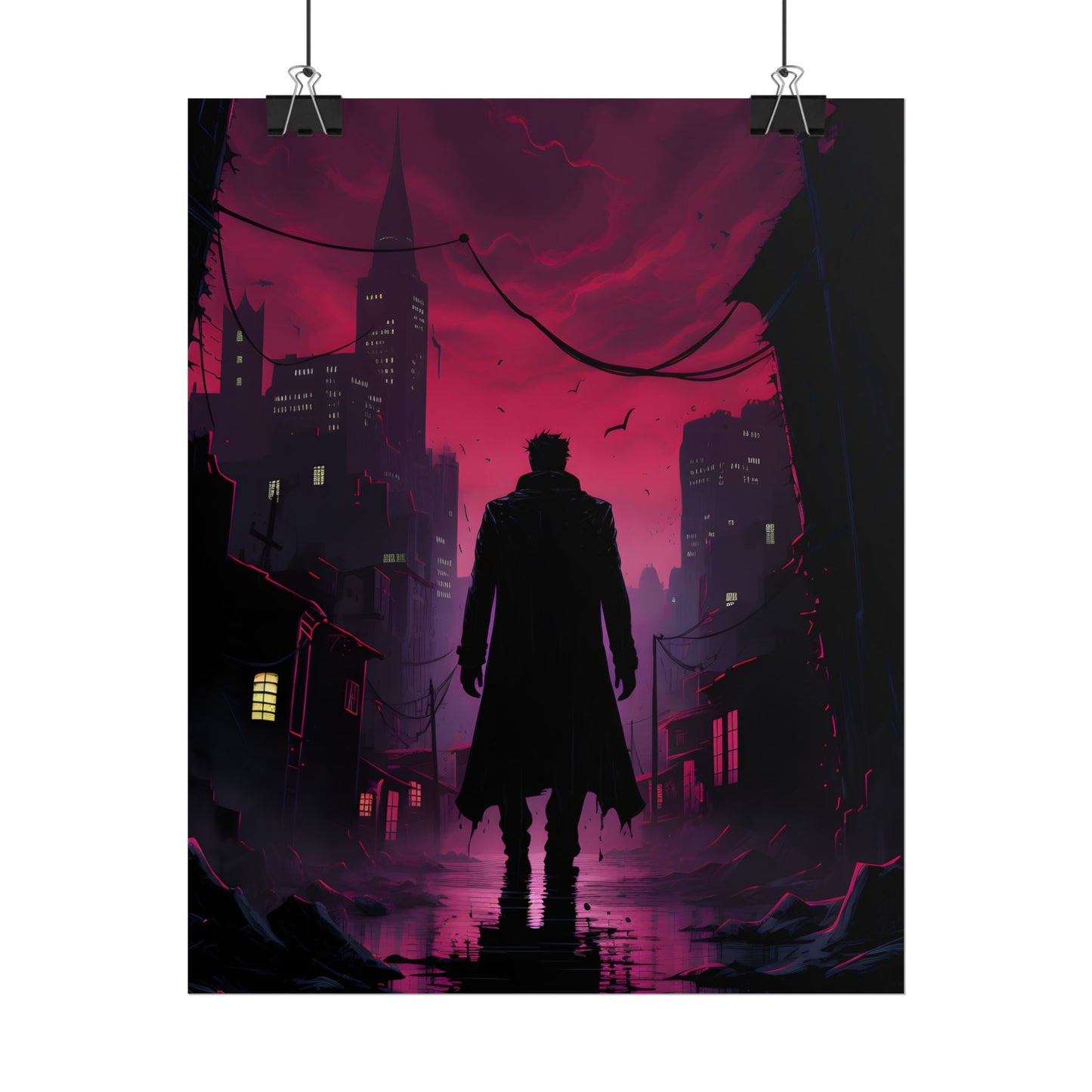 Gritty Urban Scene: Detective in Thought - Poster