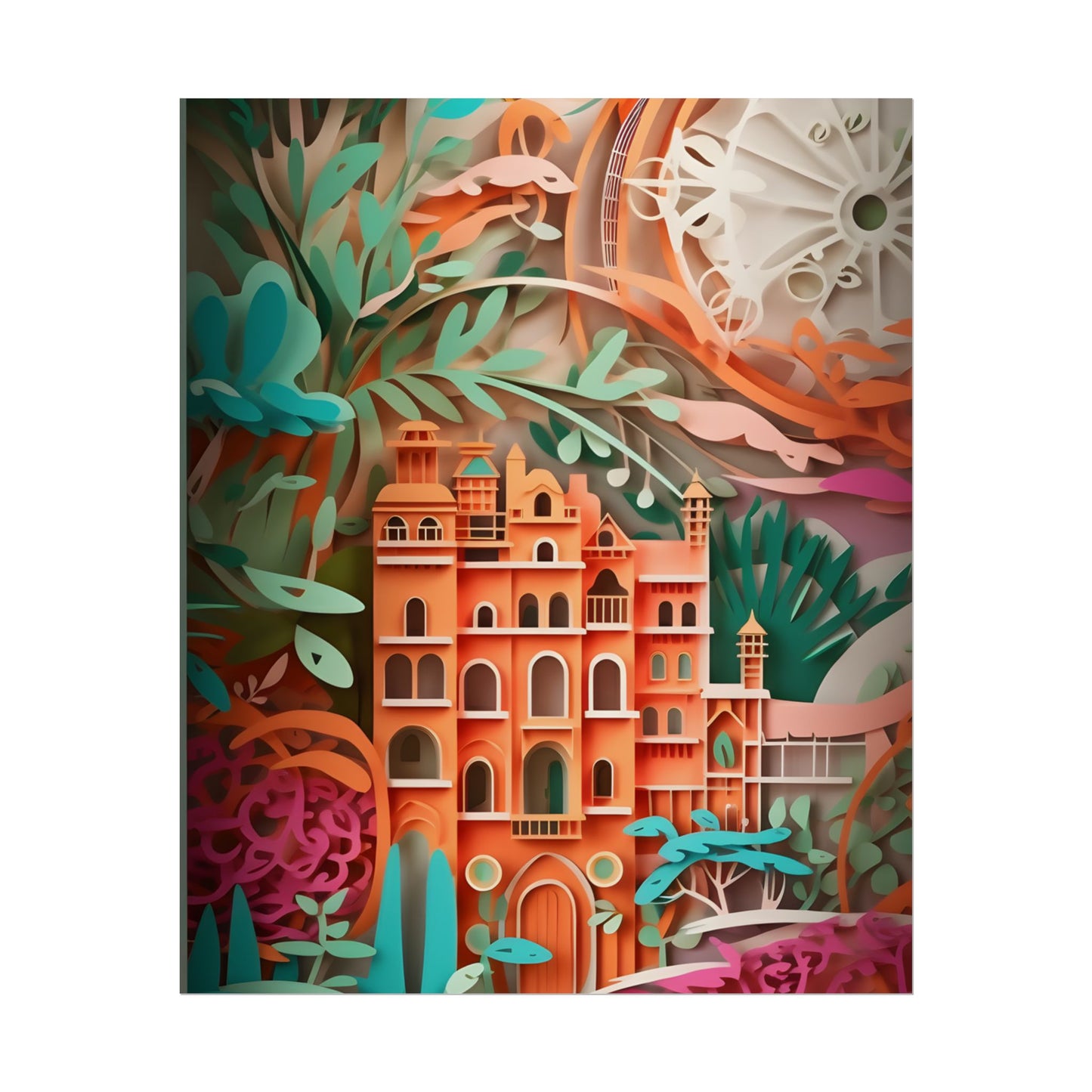 European Paper Quilled Landscape: Artistic Craftsmanship - Poster