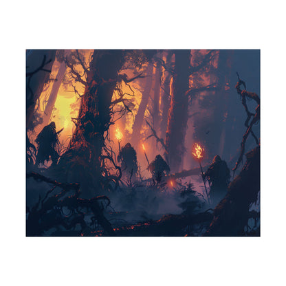Forest Gathering at Sunset: Peaceful Woodland Scene - Poster