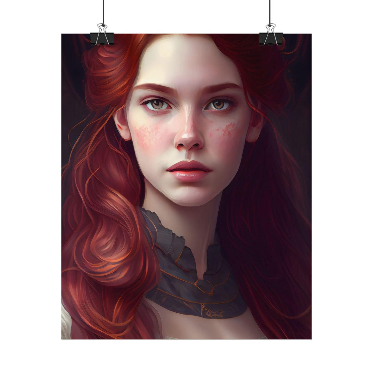 Beautiful Redhead Female Portrait: Classic Timeless Artwork - Poster