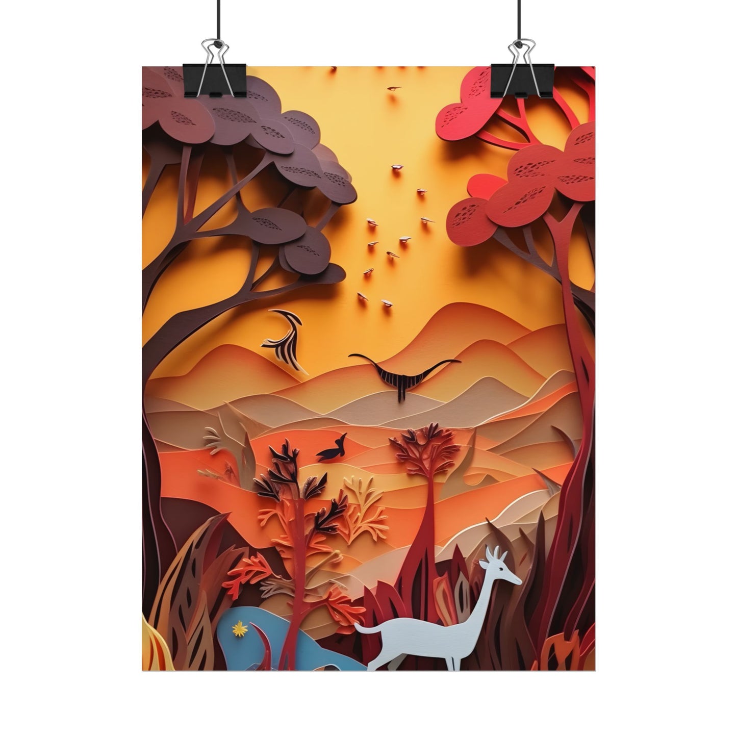 Vibrant African Quilled Landscape: Colorful Paper Artwork - Poster