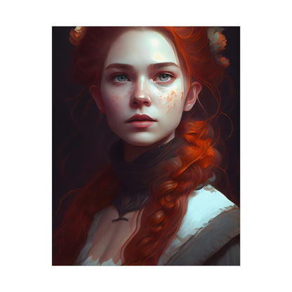 Astonishing Redhead Portrait: Elegant Young Woman in Dress - Poster