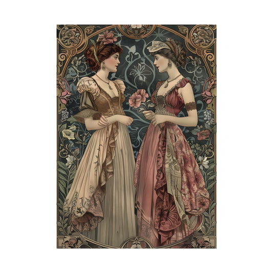 Women in Ornate Attire: Formal Primrose Ceremony - Poster
