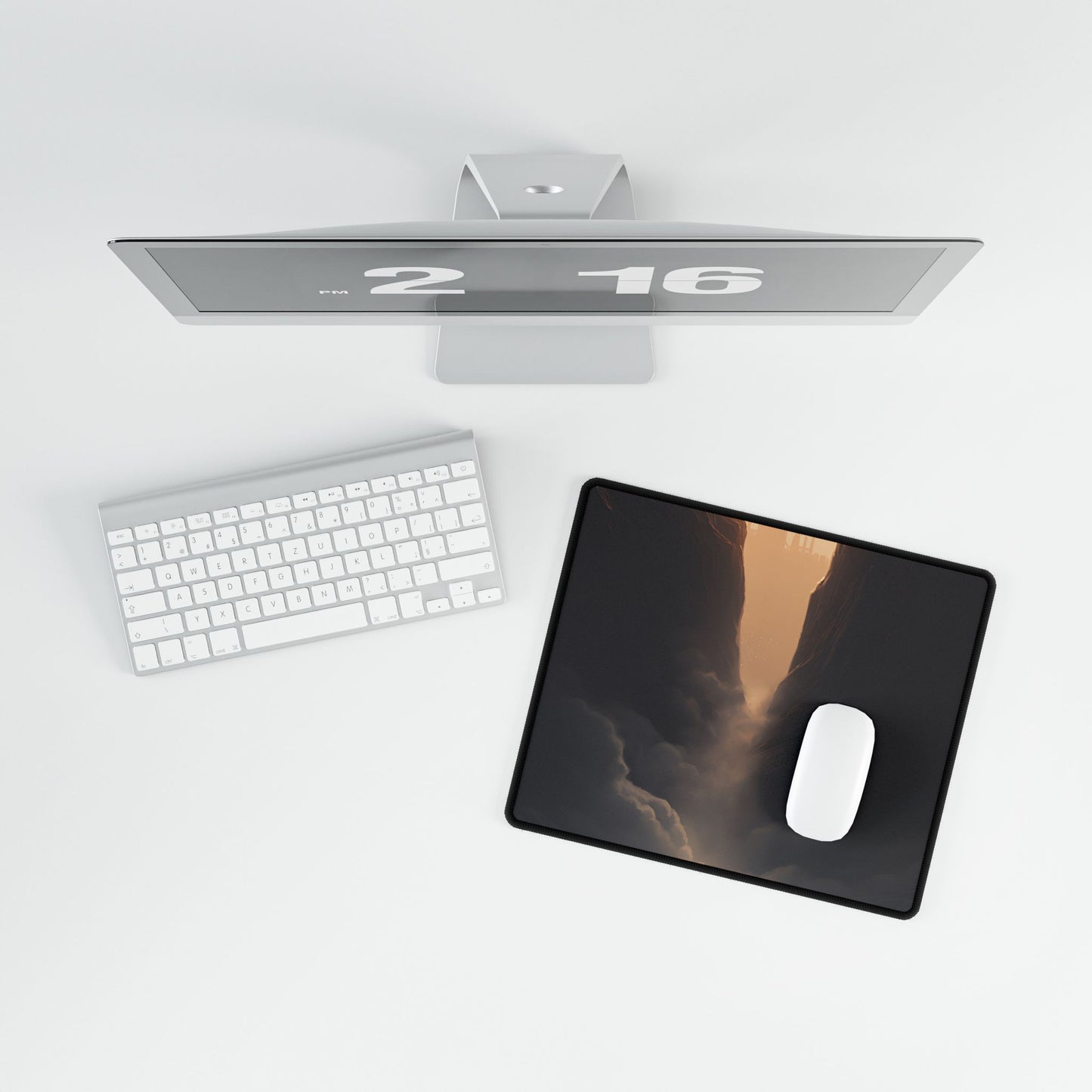 Textured Light Circle: Photographic Art Study - Desk Mat