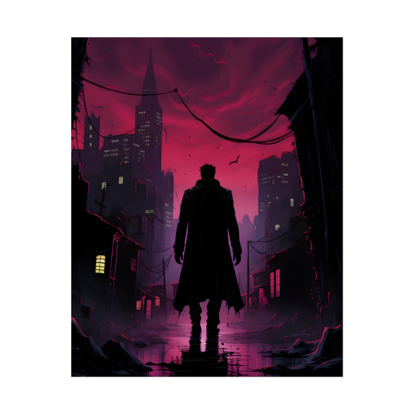 Gritty Urban Scene: Detective in Thought - Poster