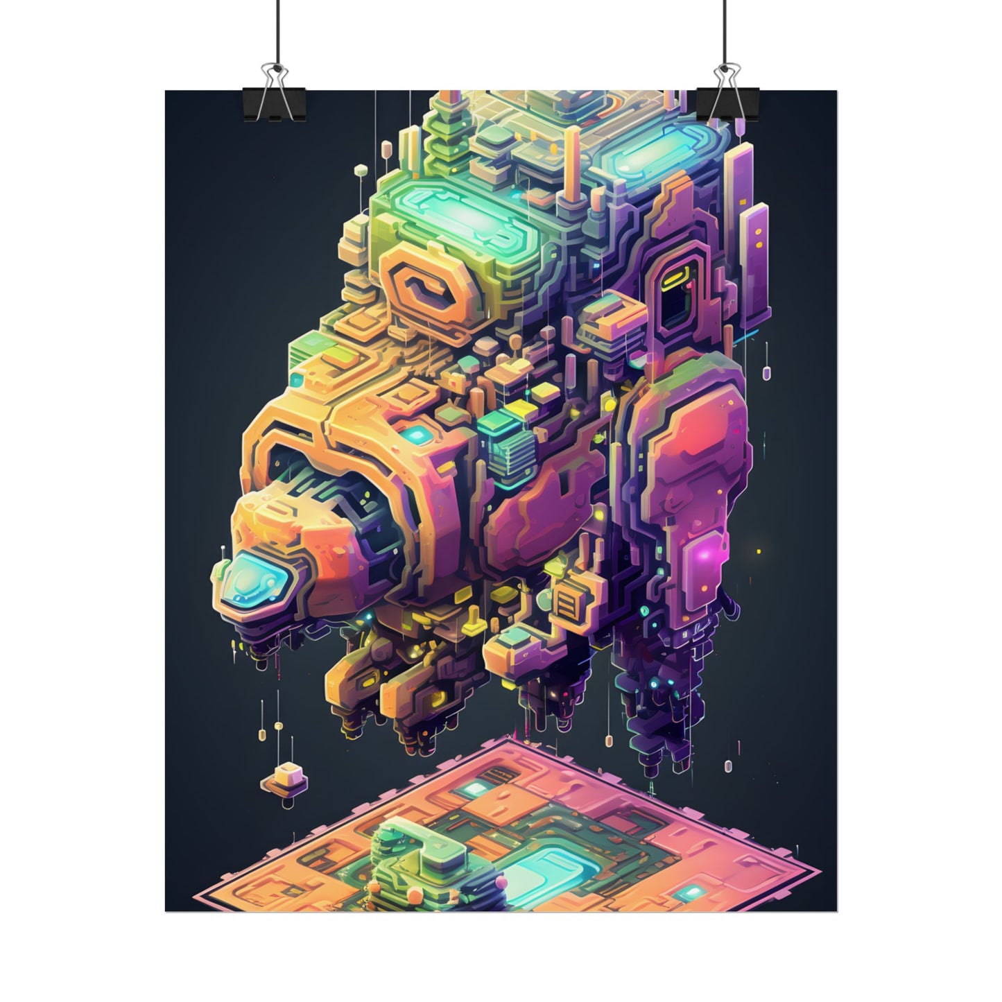 Pixel Punk Pets: Digital Artwork of Cyber-Pets in Pixelated World - Poster