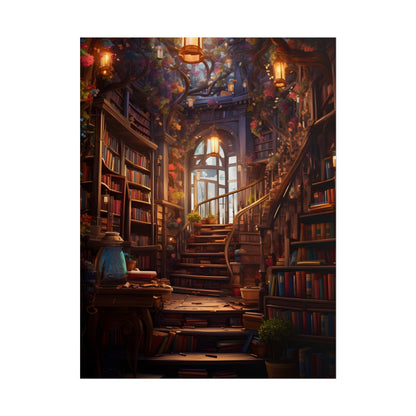 Whimsical Bookshop: Enchanting Magical Artwork - Poster