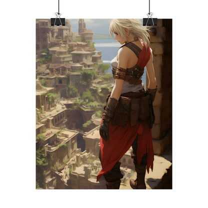 Dramatic Anime Female: Birds Eye View Illustration - Poster