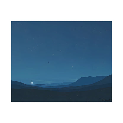 Minimalist Night Sky: Stars and Crescent Moon Art - Poster