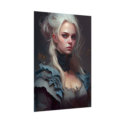 Blonde Profile Portrait: Simple Daylight Dress Art - Poster