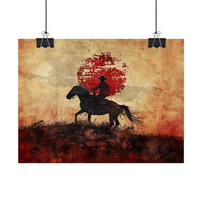 Dynamic Rodeo Scene: Earthy Tones of a Thrilling Ride - Poster