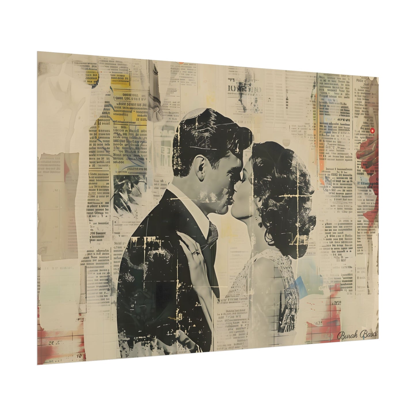 Vintage Romance: Celebratory Couple Art Poster - Poster