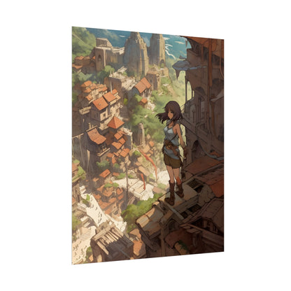 Dramatic Anime Feather: Bird's Eye View Illustration - Poster