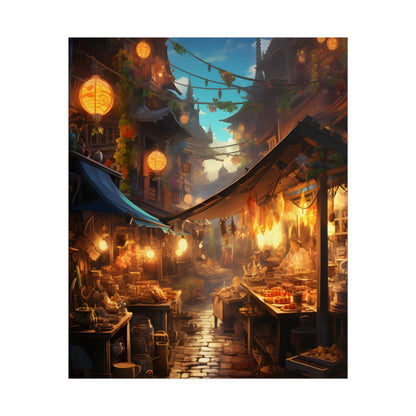 Magical Street Food Market: Vibrant Colors - Poster