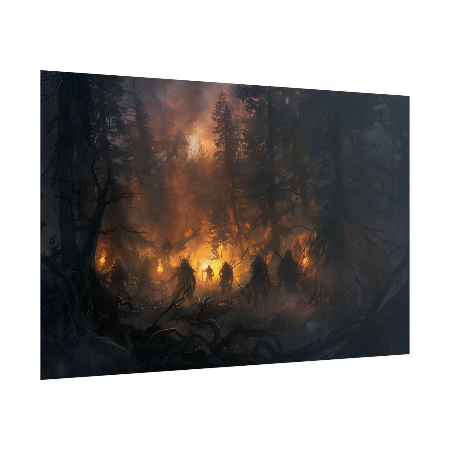 Tranquil Forest Sunset: People Connecting with Nature - Poster